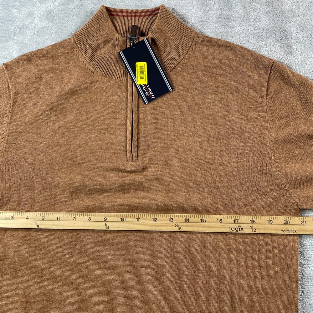 Roundtree Yorke 1/4 Zip Pullover Sweater Mens Medium Brown Office Minimalist - Picture 5 of 11